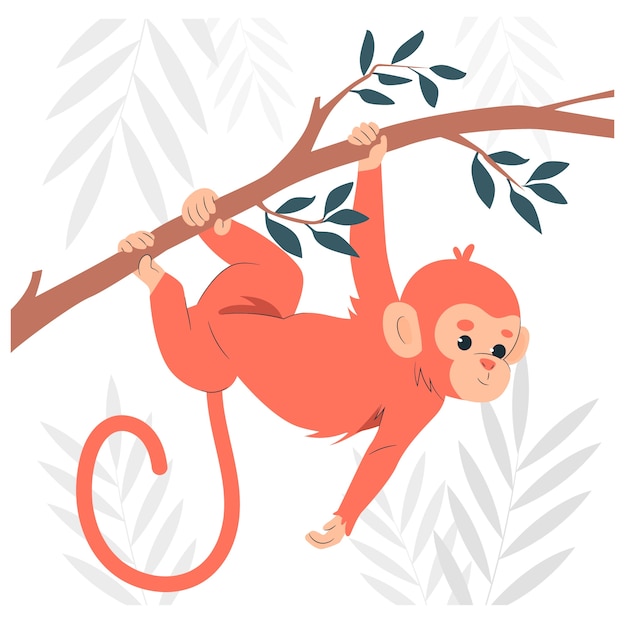 Mono colgando de la ilustración del concepto de árbol