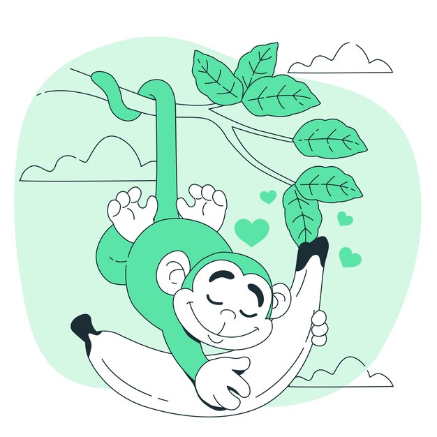 Mono con ilustración de concepto de plátano