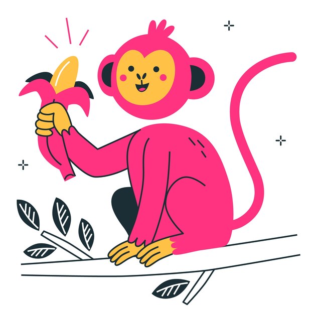 Mono con ilustración de concepto de plátano