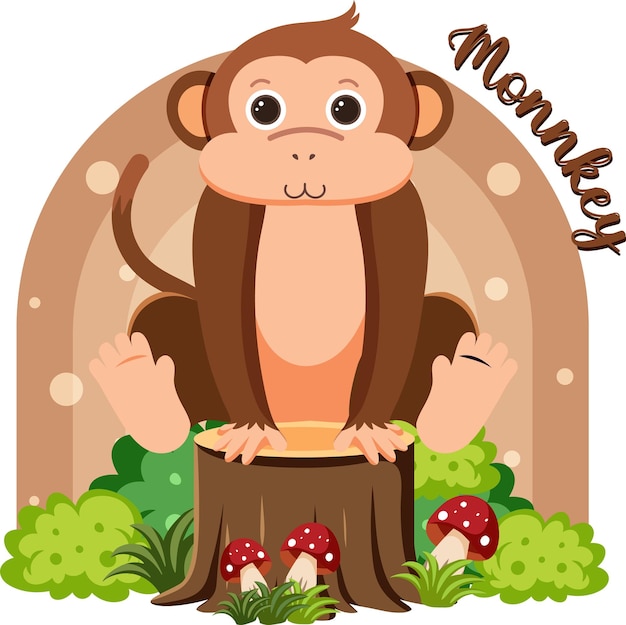 Vector gratuito mono lindo en estilo plano de dibujos animados