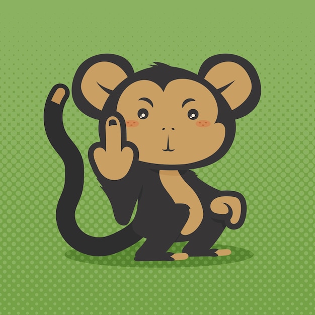 Vector gratuito mono lindo que muestra el símbolo vete a la mierda