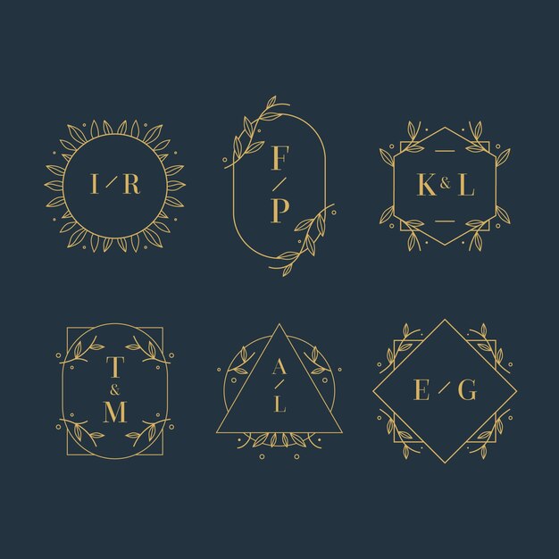 Monogramas de boda estilo elegante