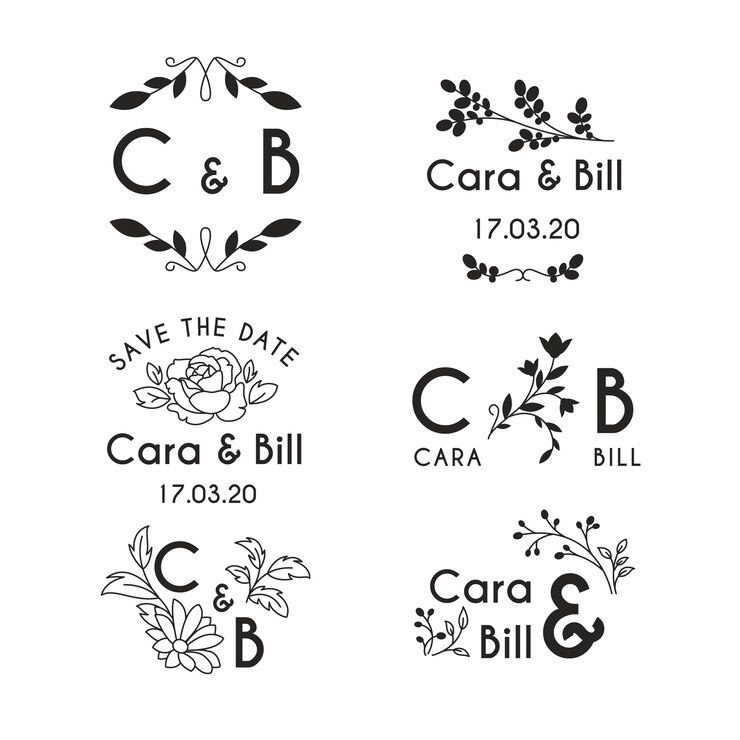 Vector gratuito monogramas de boda de estilo floral