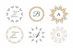 Vector gratuito monogramas de boda o logotipos decorativos en conjunto de estilo mandala