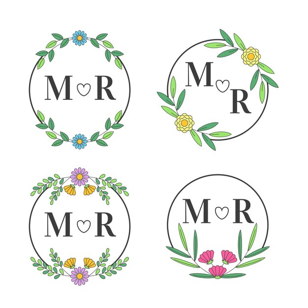 Monogramas florales de boda