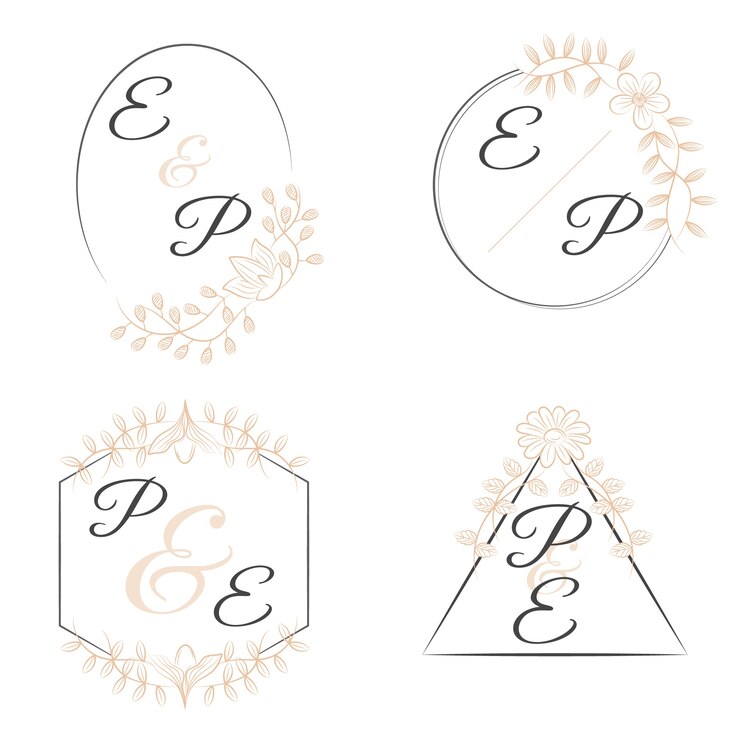 Vector gratuito monogramas florales de lujo para bodas