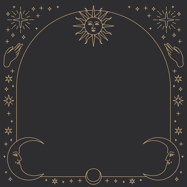 Monoline celestial iconos marco vector marco cuadrado en negro
