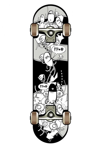 Monopatín con diseño de graffiti