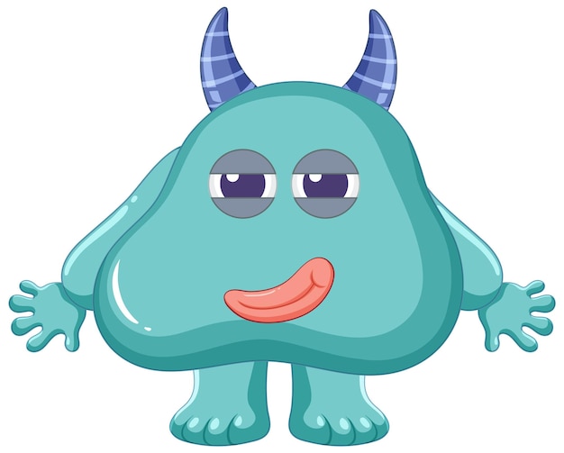 Vector gratuito monstruo azul personaje de dibujos animados con cuerno