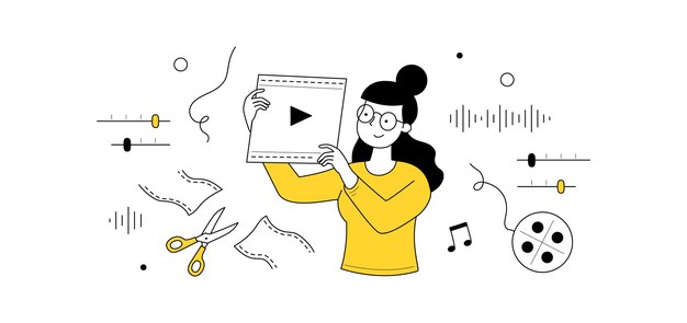 Montaje de animación de concepto de doodle de edición de video