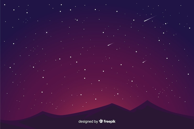 Vector gratuito montañas y fondo de noche estrellada degradado