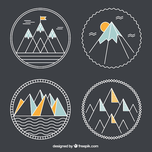 Montañas geométricas insignias