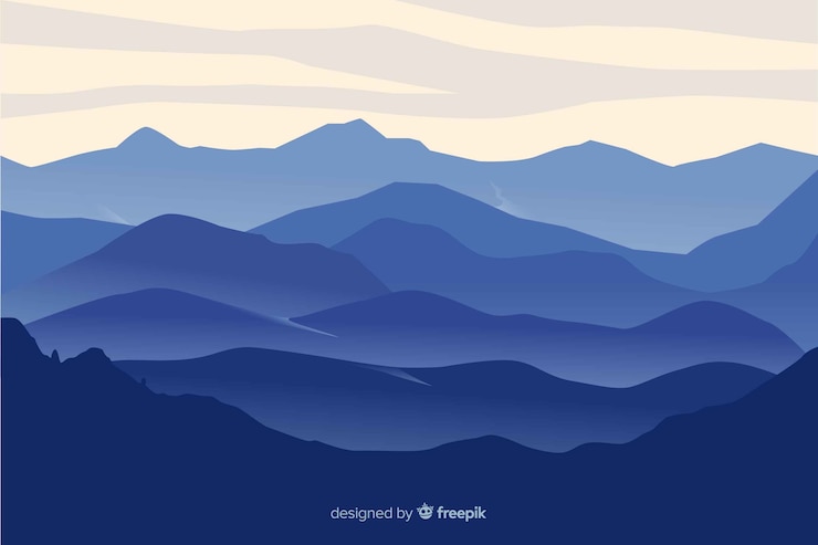 Vector gratuito montañas paisaje azul degradado