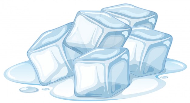 Montón de hielo derritiéndose en blanco