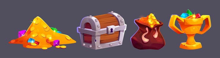 Vector gratuito montones de tesoros de dibujos animados para el diseño de juegos