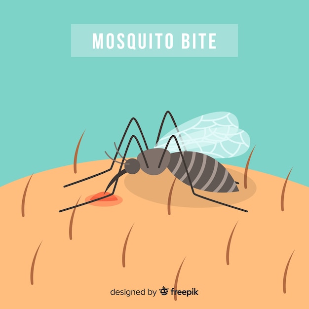 Vector gratuito mosquito picando a una persona con diseño plano