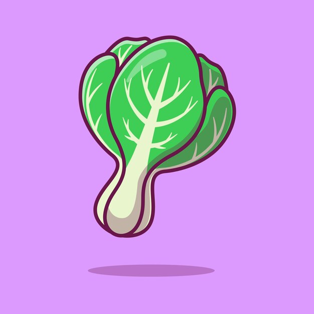 Mostaza Pakcoy Vegetal Dibujos animados Vector Icono Ilustración Comida Naturaleza Icono Concepto Aislado Premium