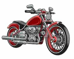 Vector gratuito de motocicleta de color rojo aislado sobre fondo blanco.