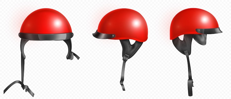 Vector gratuito motocicleta roja retro y casco de scooter 3d