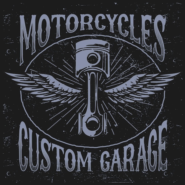 Vector gratuito motocicleta vintage retro clásica con logo de alas