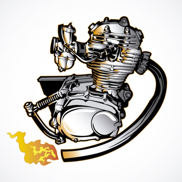 Motor de moto dibujado a mano