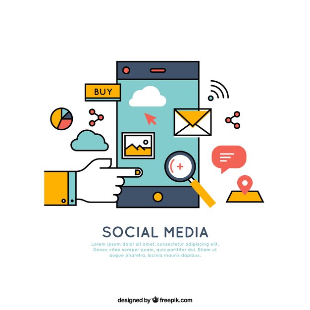 Móvil y elementos de medios sociales 
