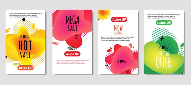 Vector gratuito móvil fluido abstracto dinámico para banners de venta diseño de plantilla de banner de venta diseño de conjunto de oferta especial de mega venta para tarjeta de regalo de volante póster en las redes sociales de banner de portada de pared