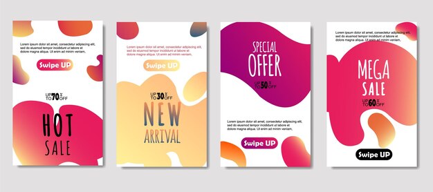 Móvil fluido abstracto dinámico para banners de venta Diseño de plantilla de banner de venta Diseño de conjunto de oferta especial de mega venta para tarjeta de regalo de volante Póster en las redes sociales de banner de portada de pared