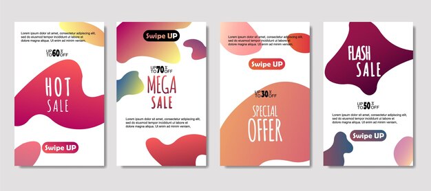 Móvil fluido abstracto dinámico para banners de venta Diseño de plantilla de banner de venta Diseño de conjunto de oferta especial de mega venta para tarjeta de regalo de volante Póster en las redes sociales de banner de portada de pared