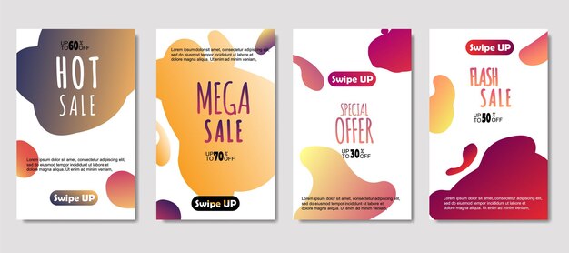 Móvil fluido abstracto dinámico para banners de venta Diseño de plantilla de banner de venta Diseño de conjunto de oferta especial de mega venta para tarjeta de regalo de volante Póster en las redes sociales de banner de portada de pared
