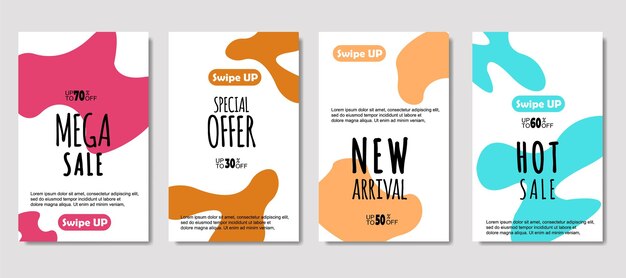 Móvil fluido abstracto dinámico para banners de venta Diseño de plantilla de banner de venta Diseño de conjunto de oferta especial de mega venta para tarjeta de regalo de volante Póster en las redes sociales de banner de portada de pared