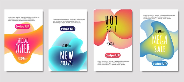 Vector gratuito móvil fluido abstracto dinámico para banners de venta diseño de plantilla de banner de venta diseño de conjunto de oferta especial de mega venta para tarjeta de regalo de volante póster en las redes sociales de banner de portada de pared