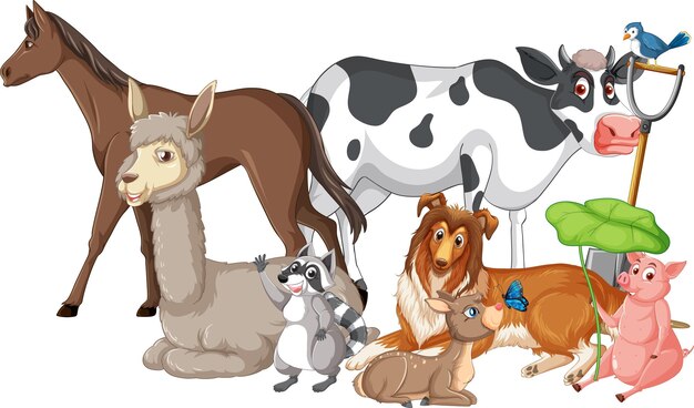Muchos animales sentados en grupo.