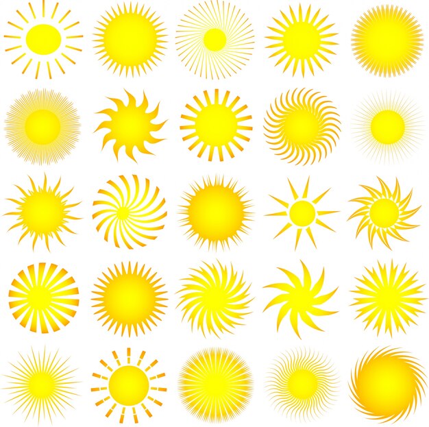 Muchos iconos de sol