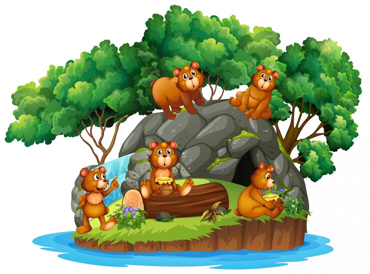 Vector gratuito muchos osos en la isla