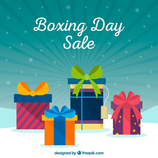 Vector gratuito muchos regalos en el boxing day