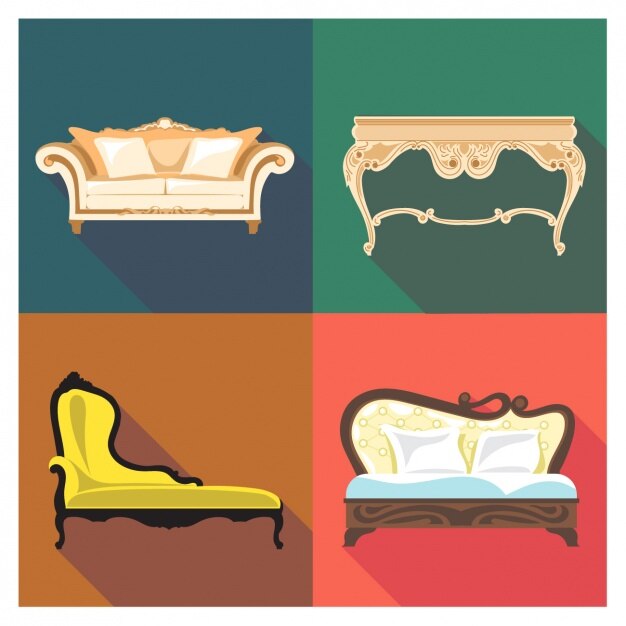 Vector gratuito muebles antiguos