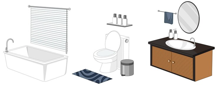 Vector gratuito muebles de baño aislados