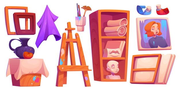 Muebles y equipos para interiores de estudios de arte