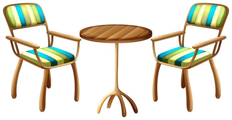 Vector gratuito muebles de mesa y silla