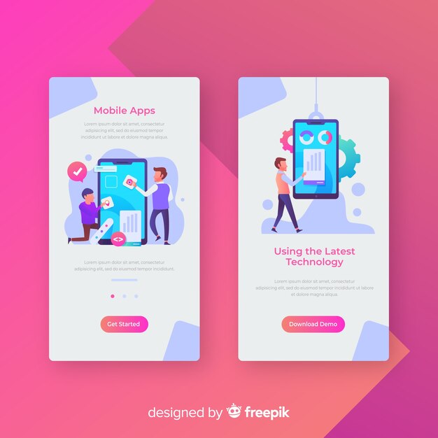 Muestra banner aplicación móvil dibujada a mano