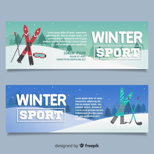 Vector gratuito muestra banner deporte invierno