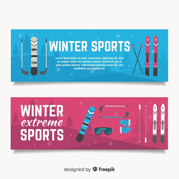 Vector gratuito muestra banner deporte invierno