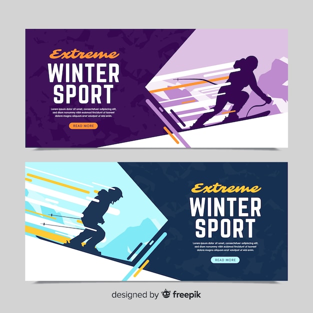 Vector gratuito muestra banner deportes invierno