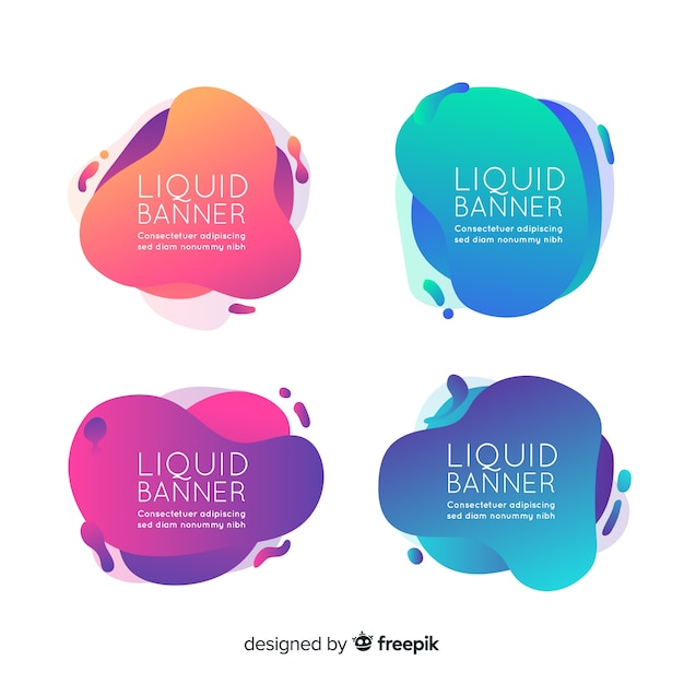 Muestra banner formas líquidas coloridas