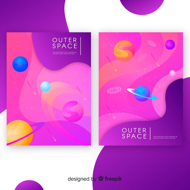 Muestra banner galaxia colorido dibujado a mano