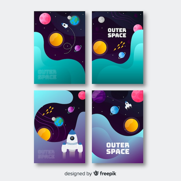 Muestra banner galaxia degradado dibujado a mano