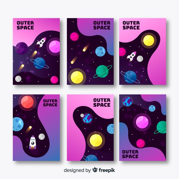 Muestra banner galaxia degradado dibujado a mano