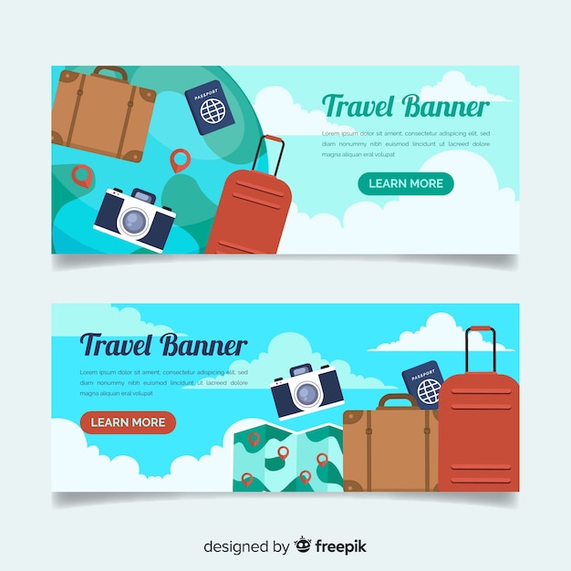Muestra banner de viajes plano
