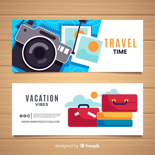 Muestra banner de viajes plano